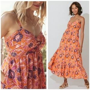 Cleobella Floral Orange Purple Pink Oliana Dress, M